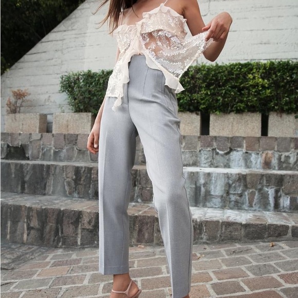 Zara Gray High-Waisted Trousers - Picture 4 of 7